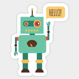 Robot Say Hello Sticker
